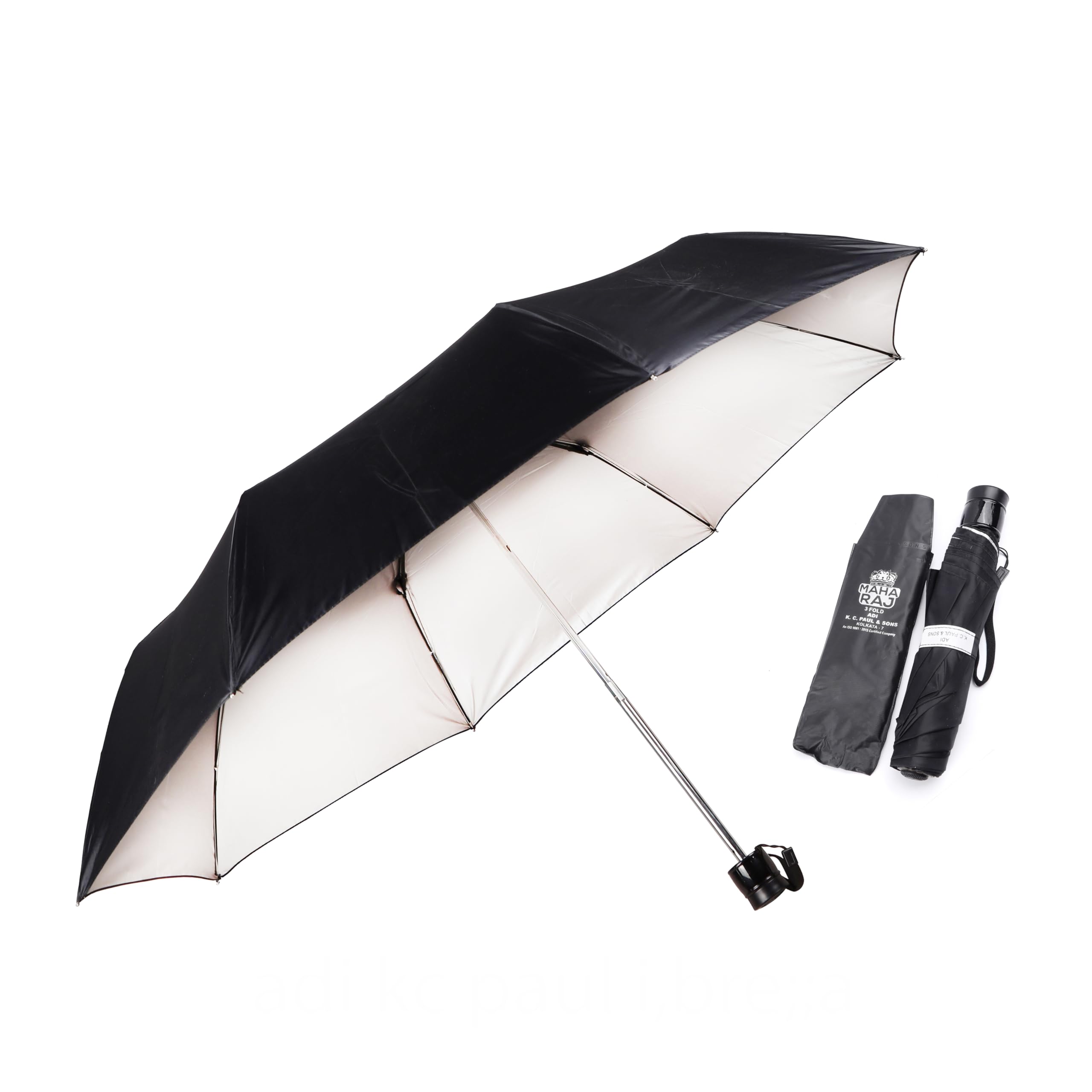 Maharaj 3 Fold 23-inch large heavy duty long lasting umbrella for Men & Women | KC Paul Umbrella 3 fold | 3 fold KC Paul & Sons Umbrella (Black,Silver)-image-29