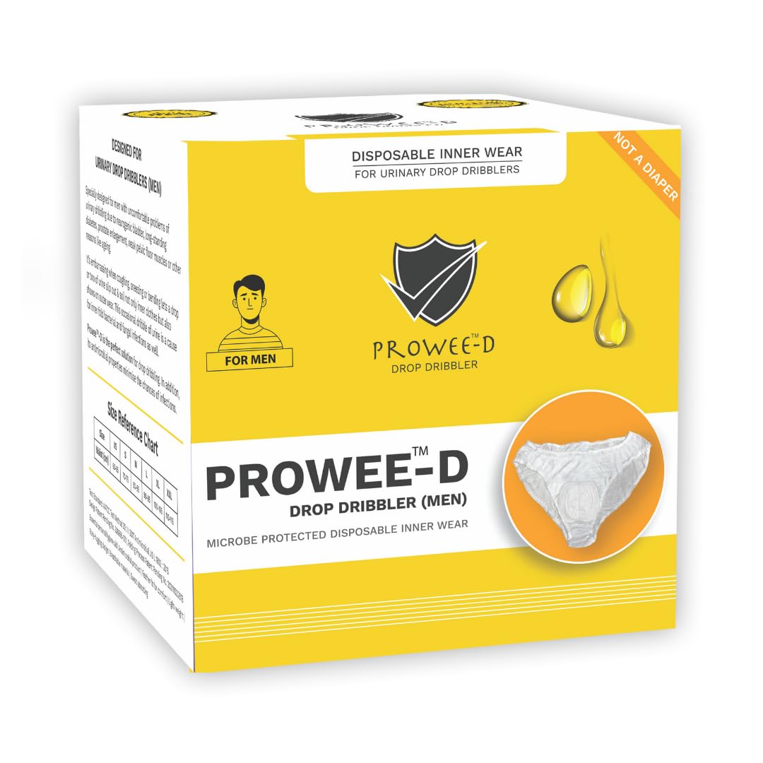 Prowee Drop Dribbler Men | Regular Light Guard for Urine Incontinence | Manages Minor Bladder Leaks | Invisible & Discreet Disposable Underwear | Prevents Rashes & Groin Infections (Pack of 5) (L)