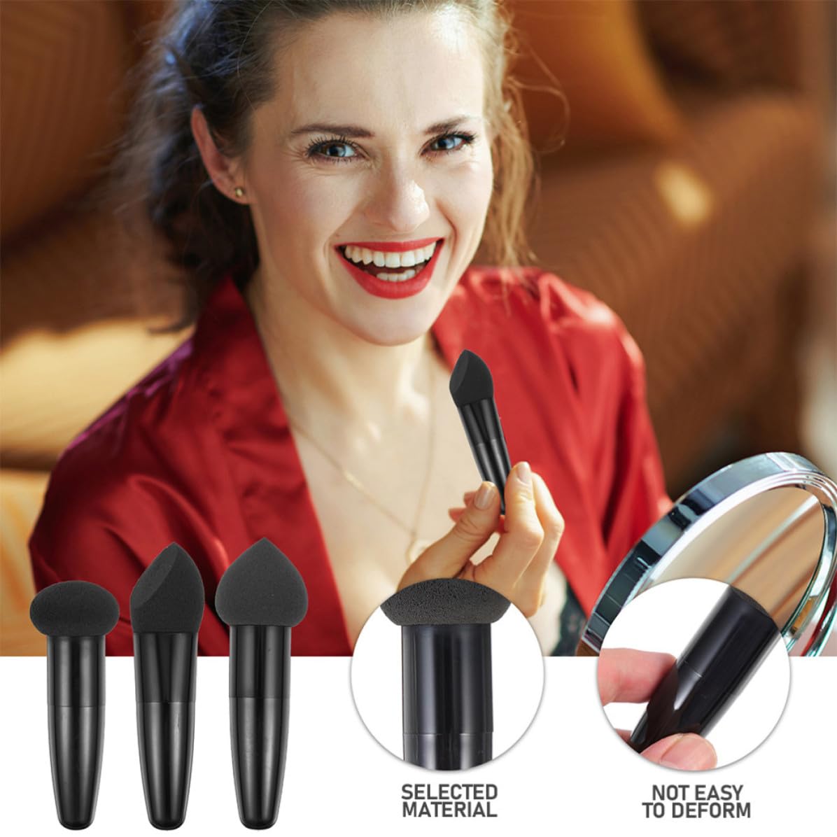 BETOOKY Set de 6 Esponjas de Maquillaje de Látex Negras y Púrpuras, Cómodas y Portátiles para Uso Diario, Ideales para Aplicar Base y Polvos Ocasión