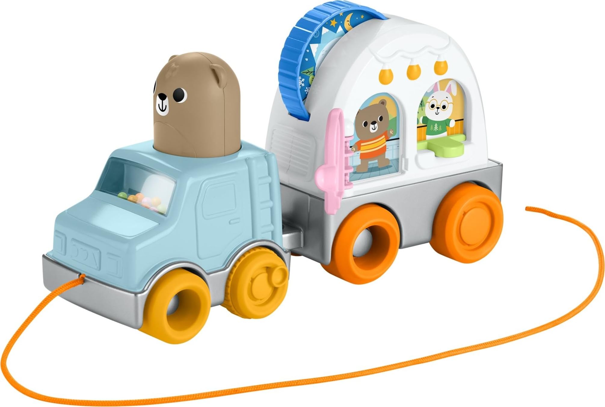 Fisher-Price Baby & Toddler Toy Friendship Forest Pull-Along Camper Vehicle with Sensory Activities for Infants Ages 1+ Years, JKD52