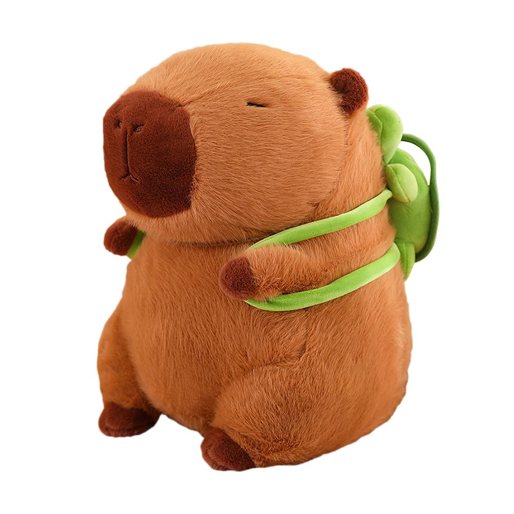 IXYHKB Juguete Realista de Capybara, 33cm con Mochila Tortuga, Capibara Peluche para la Decoración del Hogar y Niños