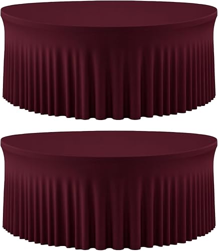 Miniatura 126 de Mantel redondo de 60 pulgadas blanco con borde elástico – Mantel ajustado sin arrugas y lavable para mesa redonda de 5 pies, mantel reutilizable