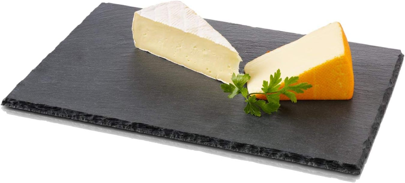 BOSKA Slate Serving Platter - Large Best for Cheese, Tapas, Bread, and Desserts Presentation - Board Slab with Non-Slip Feet - Cutting and Charcuterie Board - Dishwasher Safe