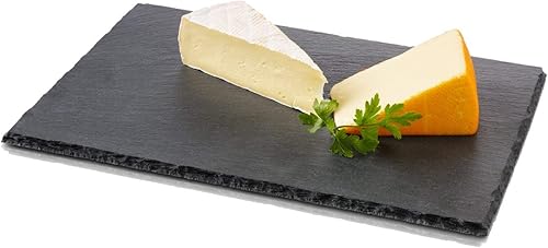 BOSKA Plato de pizarra para servir – Grande para presentación de queso, tapas, pan y postres – Losa de tabla con pies antideslizantes – Tabla