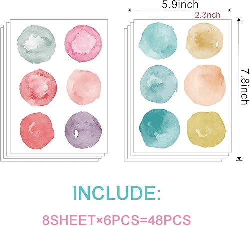 Miniatura 6 de Calcomanías de pared con diseño de lunares, acuarela, círculo, arcoíris, extraíble, para niños, bebés, niñas, sala de estar, dormitorio, sala de