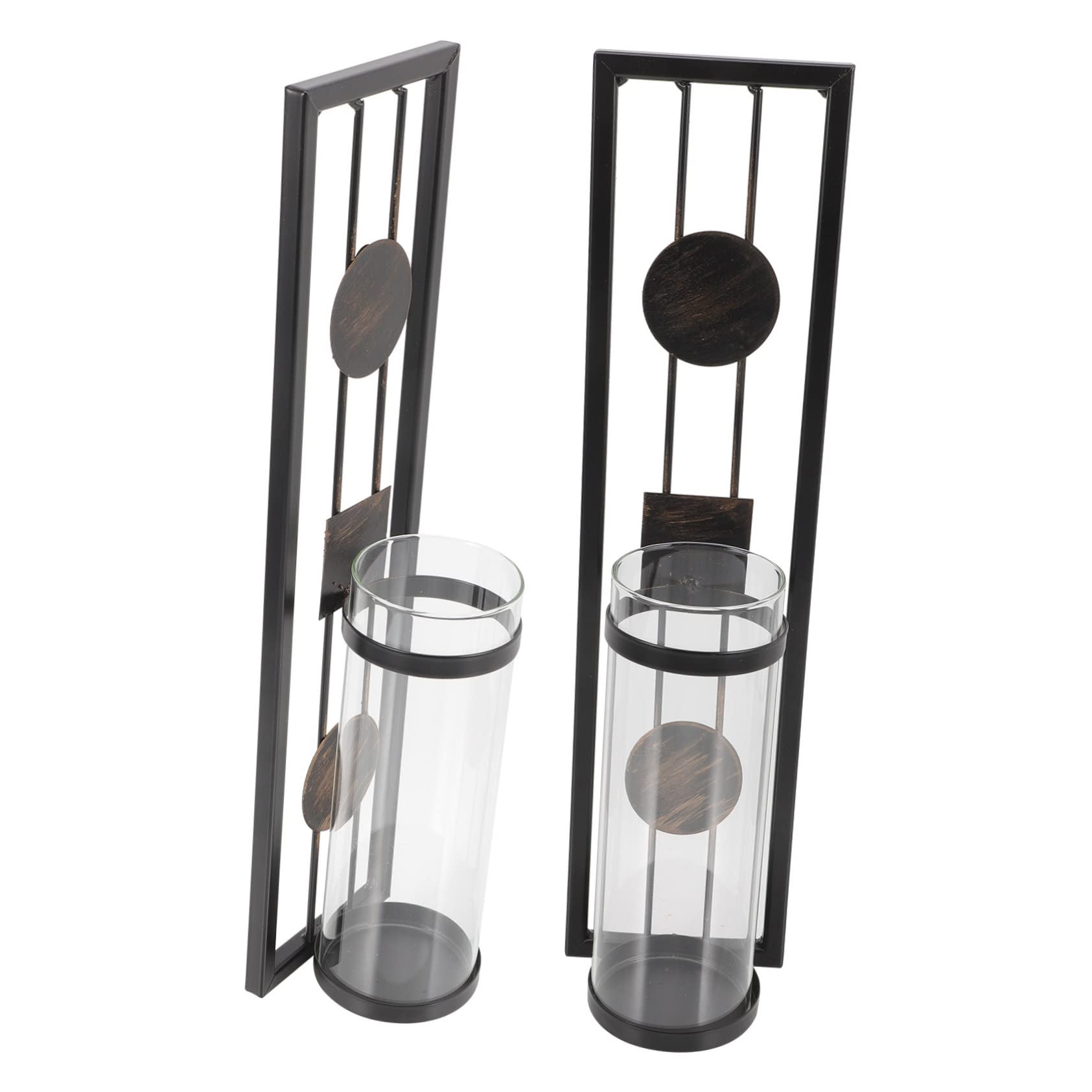 HOOTNEE 2pcs Iron Wall Candle Holders Chic Candlestick Decor for Home Rustic Wall Sconces for Living Room Bathroom Fireplace Unique Design for Elegant Indoor Decoration
