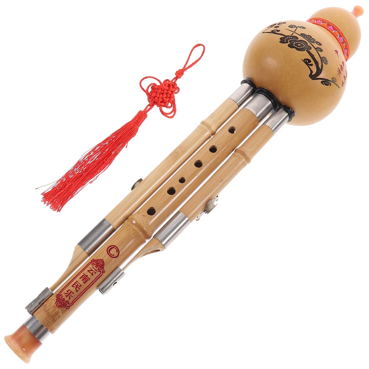 Strumento Musicale Hulusi Cinese Fatto a Mano in Bambù e Zucca, Flauto Etnico in Do Casuale per Principianti, per Musica Tradizionale e Amatori Stili multipli