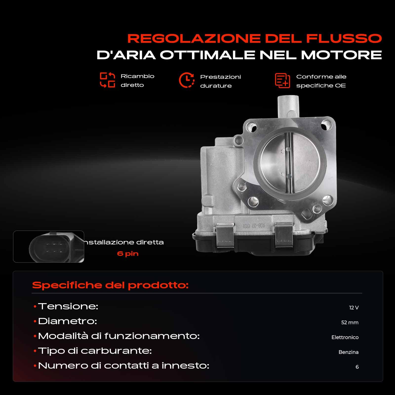 Frankberg Valvola dell'acceleratore Corpo dell'acceleratore per Golf VII IV Polo 1.2L 1.4L 1.6L 2011-2025 03F133062B