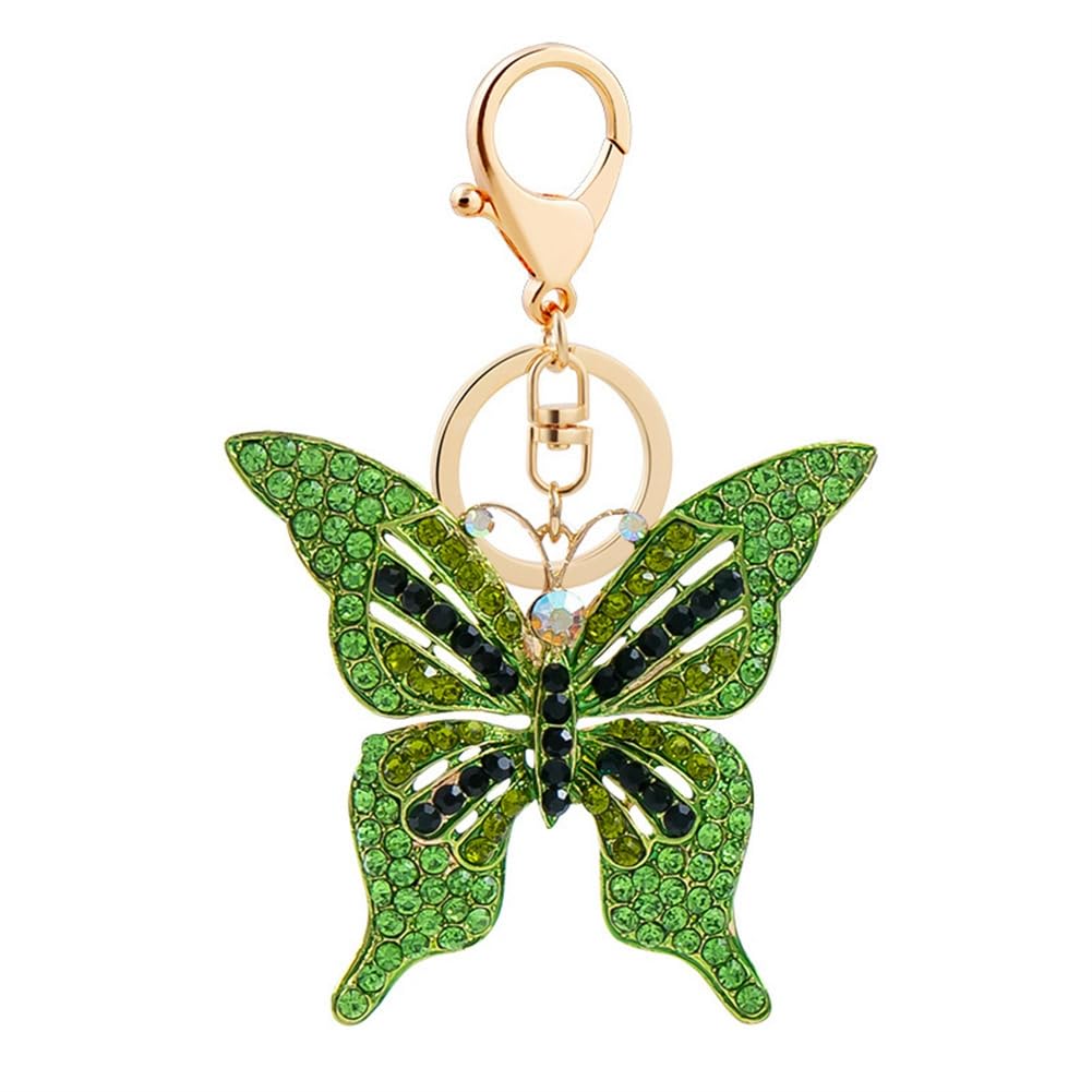 bstedyas Butterfly Keychain Women Girls Cute Animal Insect Sparkling Keyring Car Handbag Gift Bag Purse Charm Decoration Phone Pendant (Green)