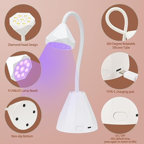 Miniatura 7 de Lámpara de uñas LED UV para esmalte de gel de 60 W, luz UV para uñas de gel, secado rápido, lámparas de curado de esmalte de uñas y mini luz UV de