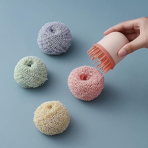 Miniatura 8 de 4 cepillos para platos de olla con mango redondo, repuesto para cacerola, fregadero, fregadero, cepillo de limpieza