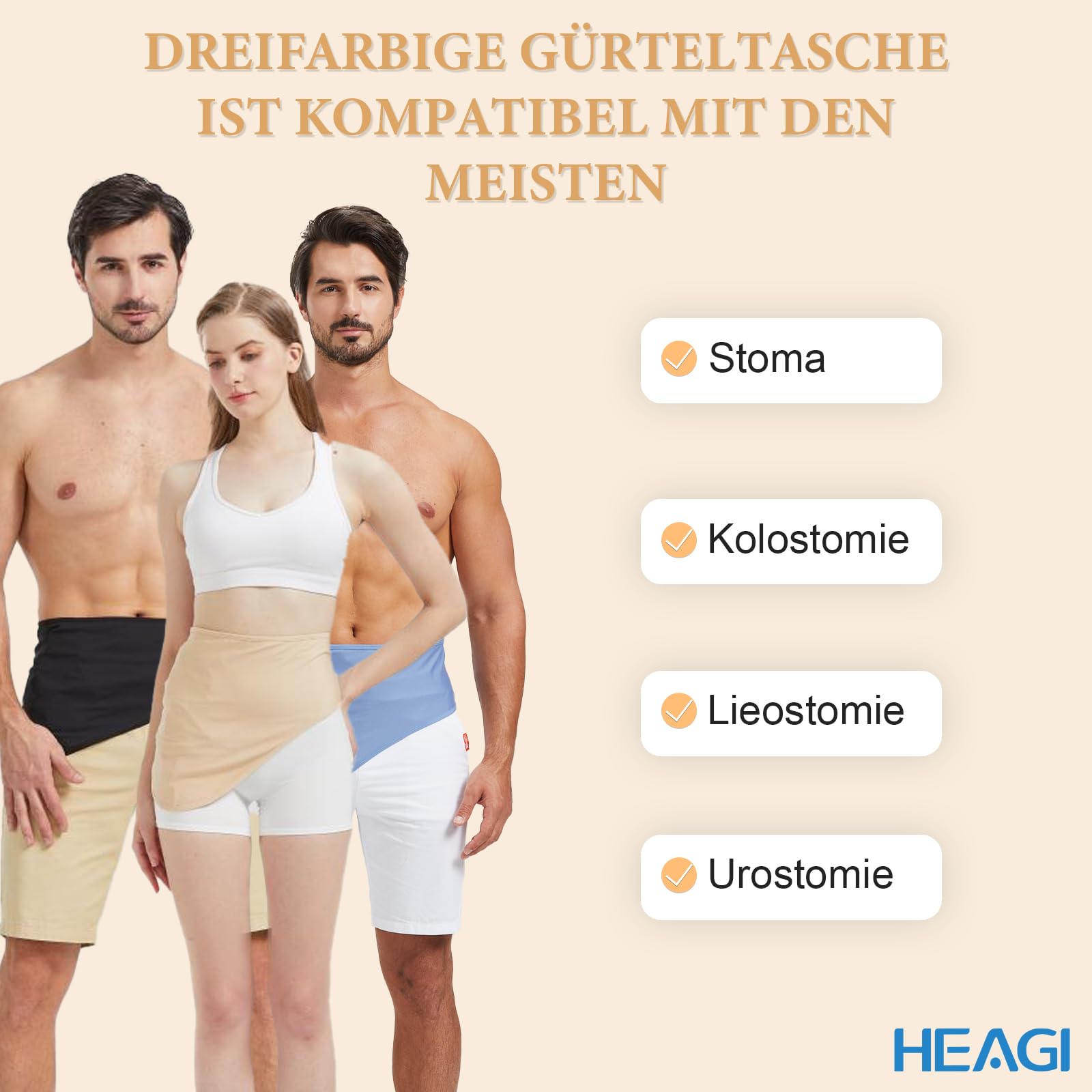 Stoma Gürtel, Stomabeutel, verstellbarer Ostomy Stützgürtel, Ostomy Gürtel für Männer & Frauen, Stoma Zubehör, Innentasche für Ostomy Beutel für Sport & Schwimmen, Größe S (26"-30")