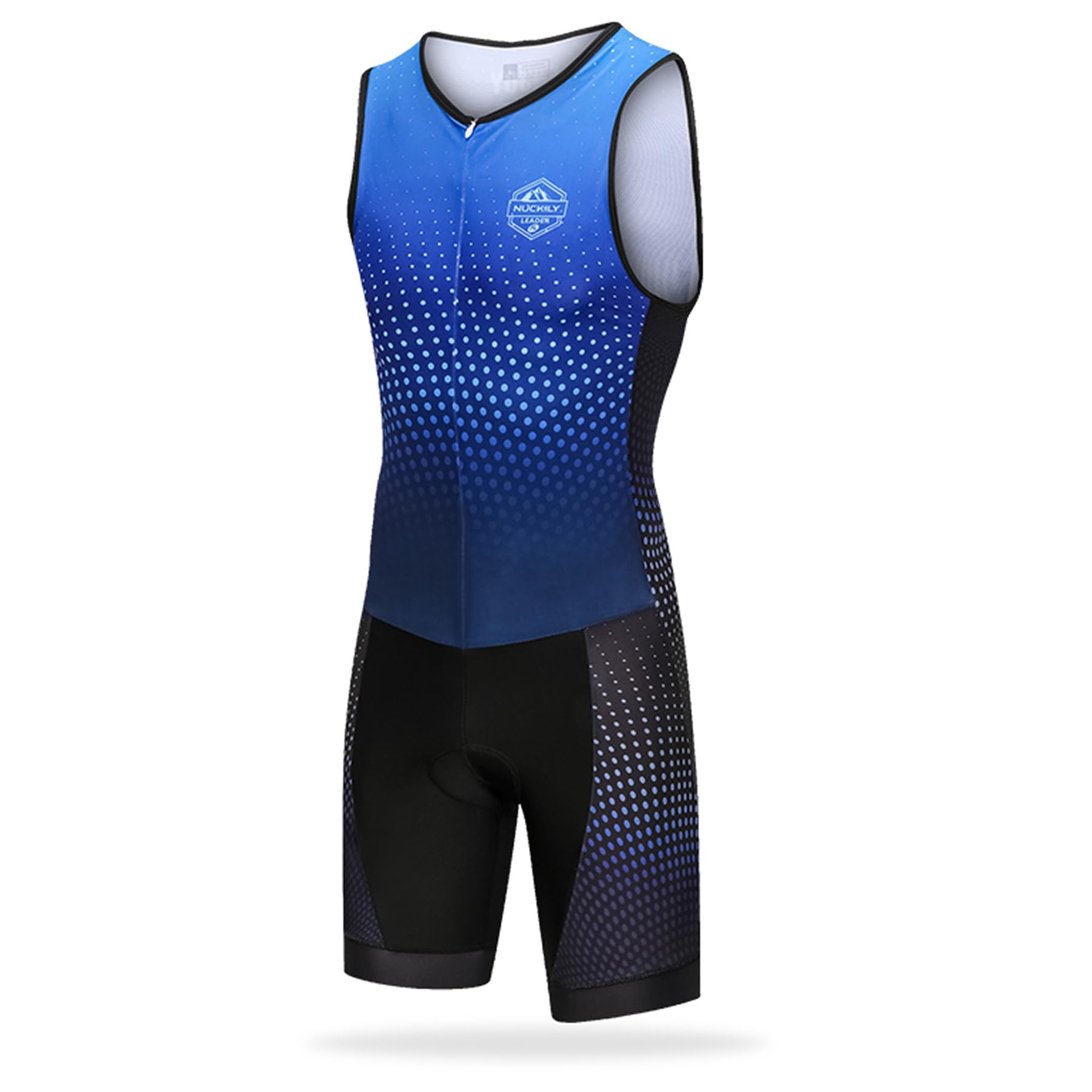 NUCKILY Herren Trisuit, Triathlon Suits Einteiler Ärmellos Racing Triathlonanzug leichtem Atmungsaktiv mit zum Laufen, Radfahren, Schwimmen