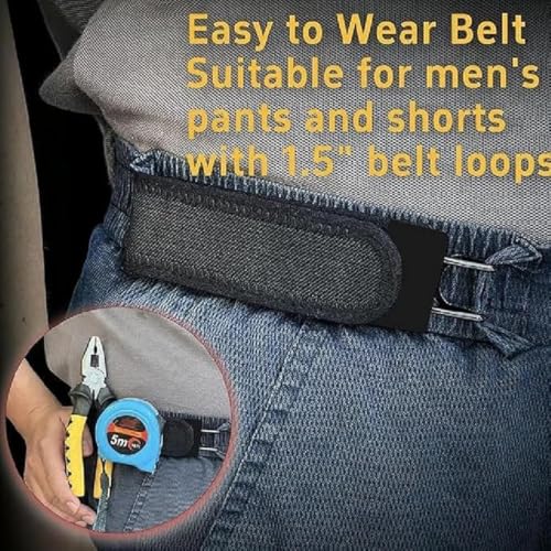 Image of Buckle Less Belt for Men, 2 Pcs Adjustable Elastic Belt Without Buckle with Metal Hook, Comfortable Stretch Waist Belt for Jeans, Trousers & Casual Wear, Suitable for Seniors, Office
