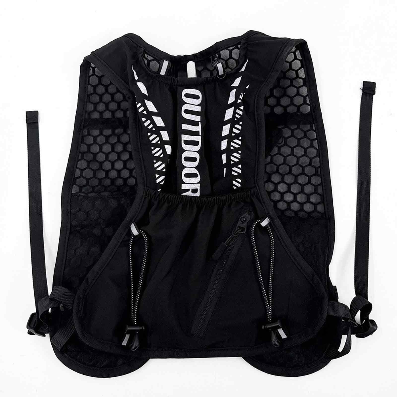 1 Piece Hydration Bag, Running Vest with Breathable Design, Hydration Bag for Bike with Reflective Safety, Running Accessories for Men with Multiple Pockets, Hiking Backpack for Trekking (Black)