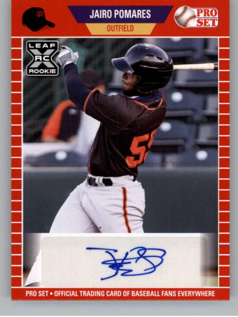 2021 Pro Set Retail Autographs Red #PS-JP1 Jairo Pomares RC Rookie Card Auto Autograph XRC Pre-Rookie/Prospect Baseball Card in Raw (NM or Better) Condition