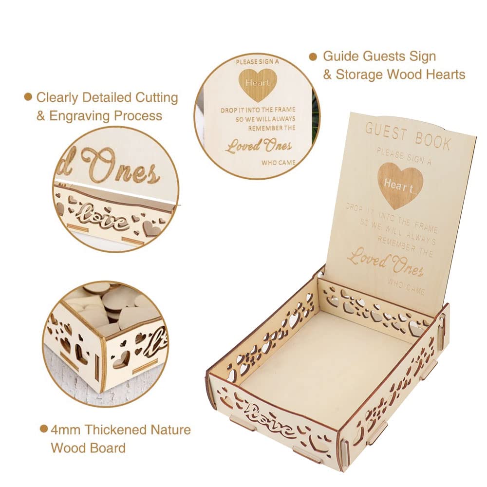 Libro De Firmas Cumpleaños Libro De Invitados Con Corazones De Madera - Set  Para Bodas O Cumpleaños Con 120 Piezas Libro Firmas Boda, image size:1000x1000