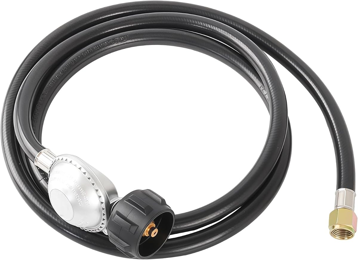 Propane Hose with Regulator 6 Feet, Low Pressure propane regulator with 3/8 inch Female Flare,Fitting for Most LP Gas Grill, Weber, Charbroil, Nexgrill Grill, Propane Patio Heater and Fire Pit