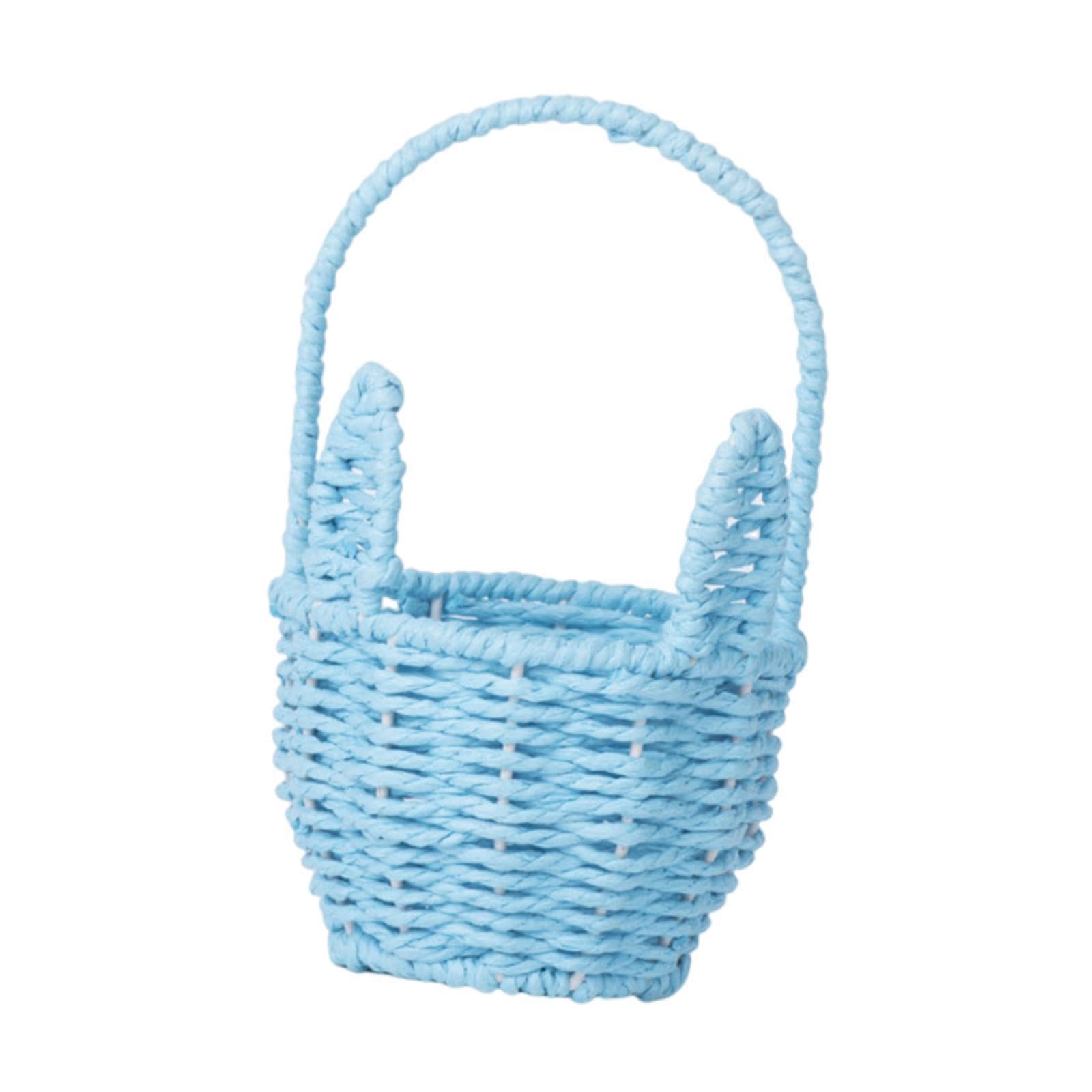 PIXZCSA Easter Basket Picnic Basket For Garden Party Decor Must-Have For Easter Celebration Flower For Egg Hunted, Blue, 21x12.5x8.5 cm