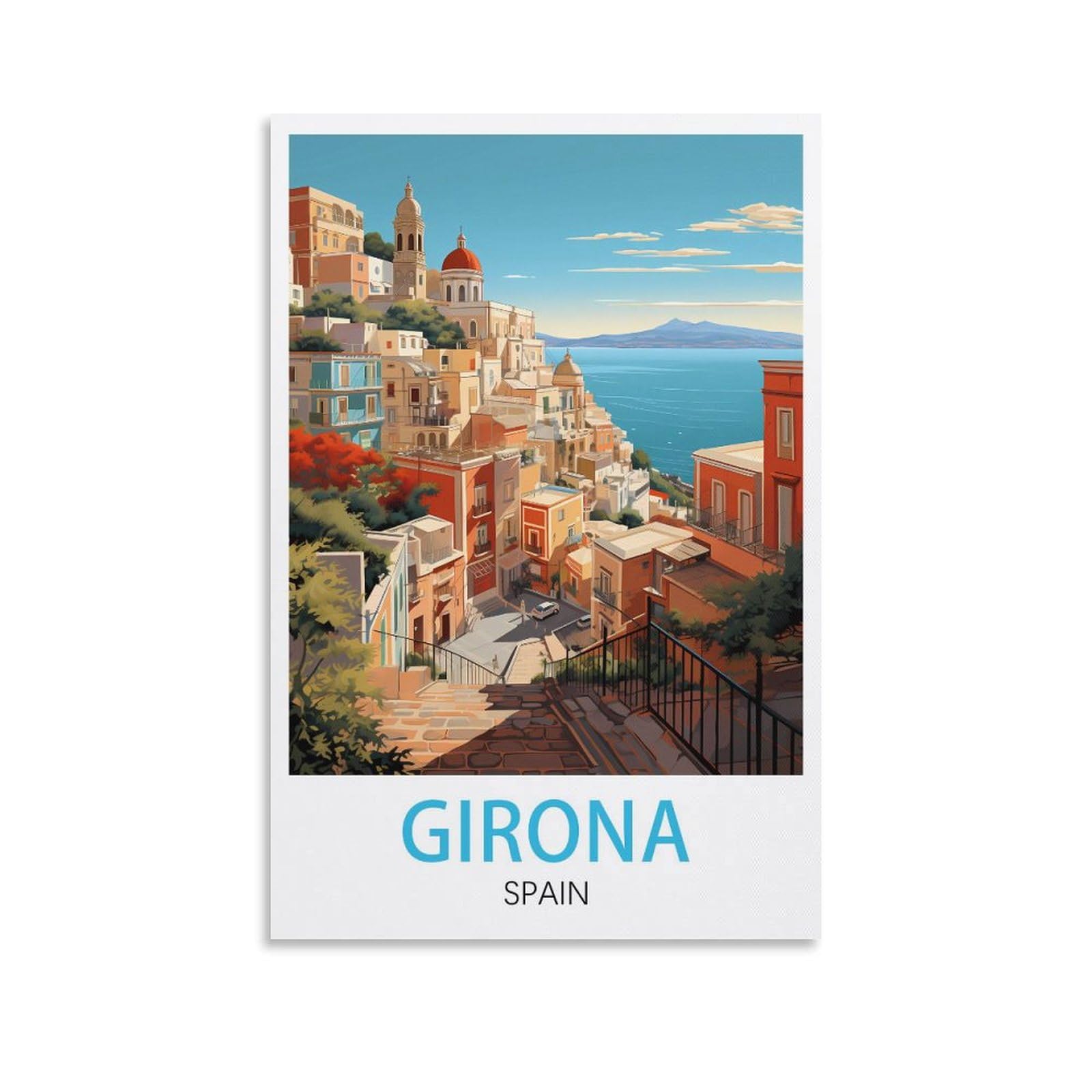 LICHNWW Girona Spain Vintage Travel Poster 20x30inch(50x75cm) Canvas Print for Living Room, Bedroom, Dorm, Home, Office Wall Decoration