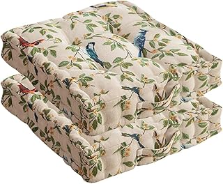 2Pack Chair Cushions Square Floral Bird Pattern Seat Cushion Thickened K...