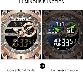 NAVIFORCE Watch for Men Dual Display Digital Quartz Watches Multifunctional Business Stainless Steel Wristwatch