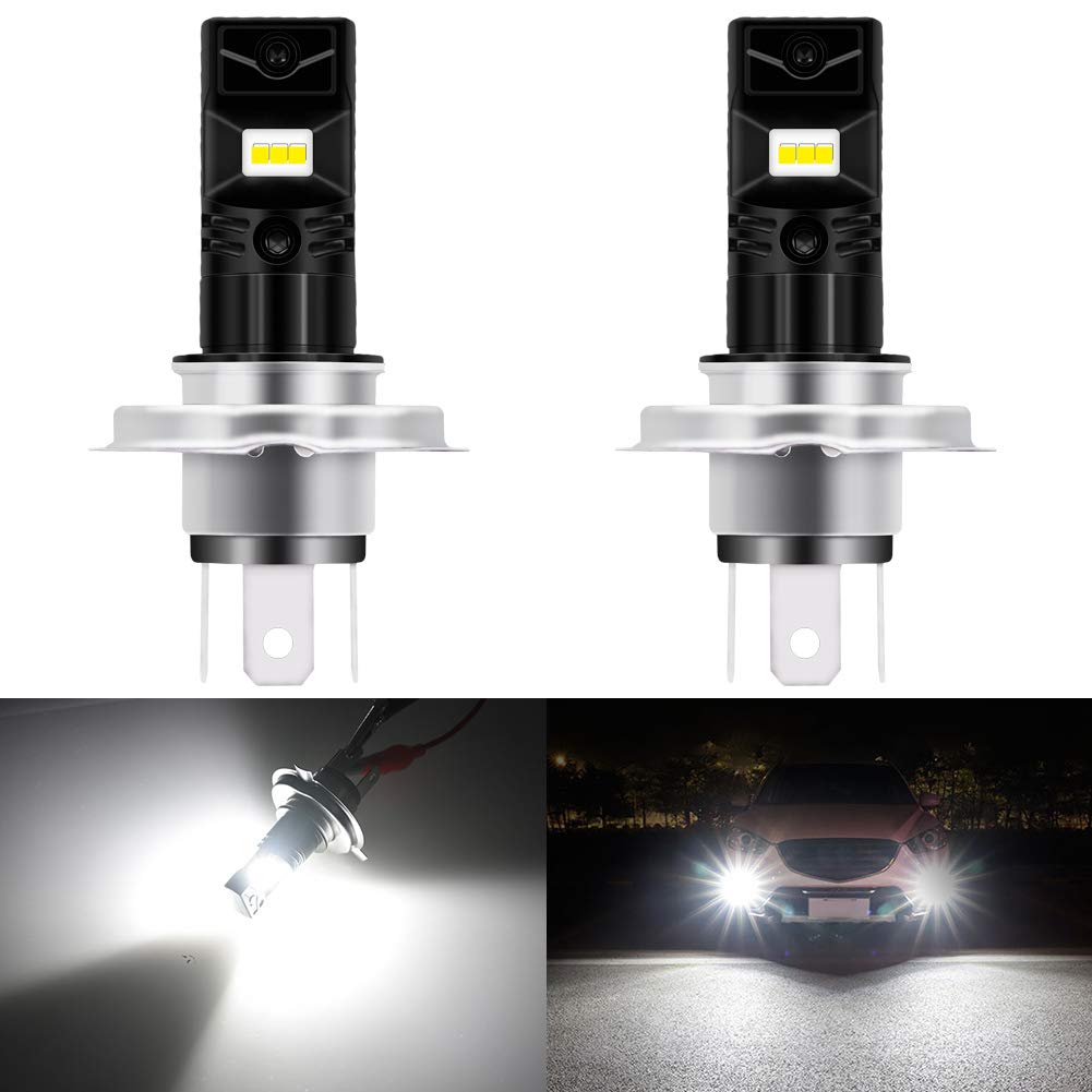 KATUR H4 9003 HB2 Ampoule LED antibrouillard 1600 lumens Max 80W puces CSP 6500K Phare antibrouillard Blanc ou feu diurne DRL - Garantie de 3 Ans