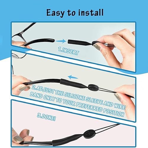 Miniatura 5 de BERYLER 4 Pack Adjustable Glasses Strap, Durable Sunglass Strap, Waterproof Eyeglass Strap, Anti-Slip Glasses Holder Strap