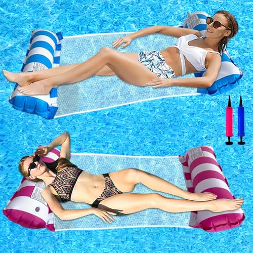 Mineup 2 Stück Luftmatratze Pool, 4 In 1 XL Wasserhängematte, Aufblasbare Wasserhängematte Schwimmbett, Luftmatratze Was...