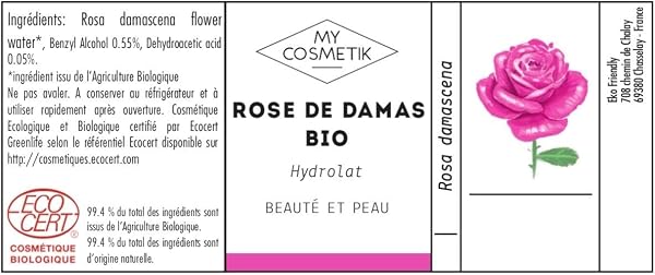 MyCosmetik - Hydrolat de Rose BIO - Eau florale Certifiée Ecocert Cosmétique Biologique - Fabriqué en France - Anti-âge - 500 ml - 2