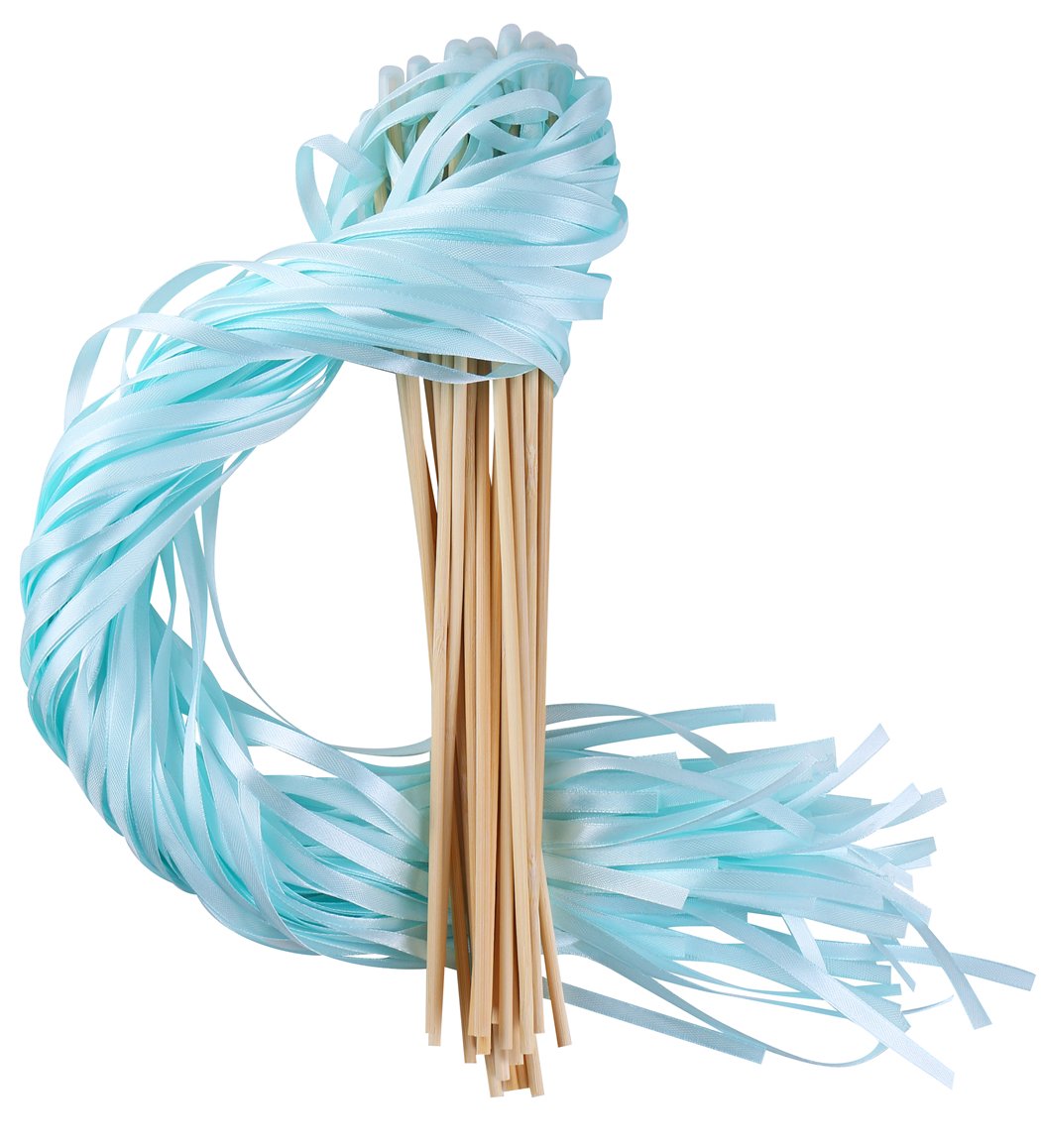 Wishprom Ribbon Wands Sticks Streamers for Wedding Party Favor (Mint-30PCS)