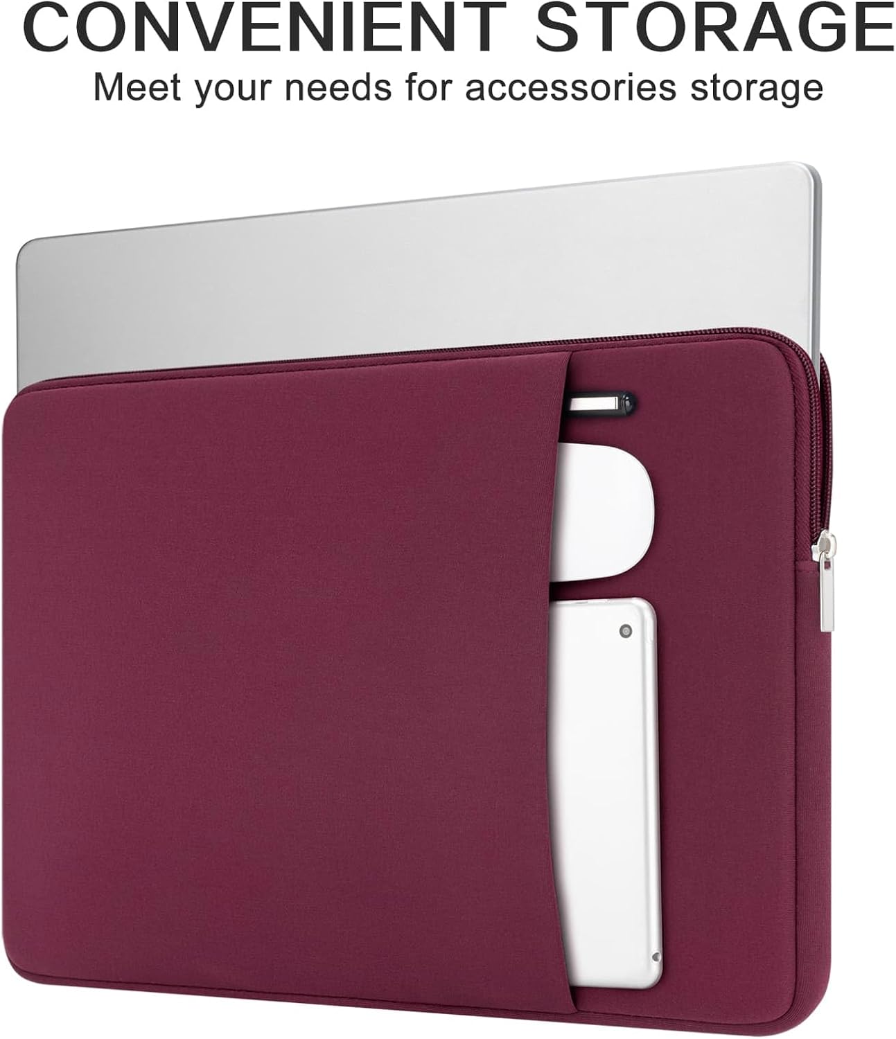 RAINYEAR 14 Inch Laptop Sleeve Case Protective Soft Padded Zipper Cover Carrying Computer Bag with Front Pocket & Accessories Pouch, Compatible with 14" Notebook Chromebook Tablet Ultrabook (Red)