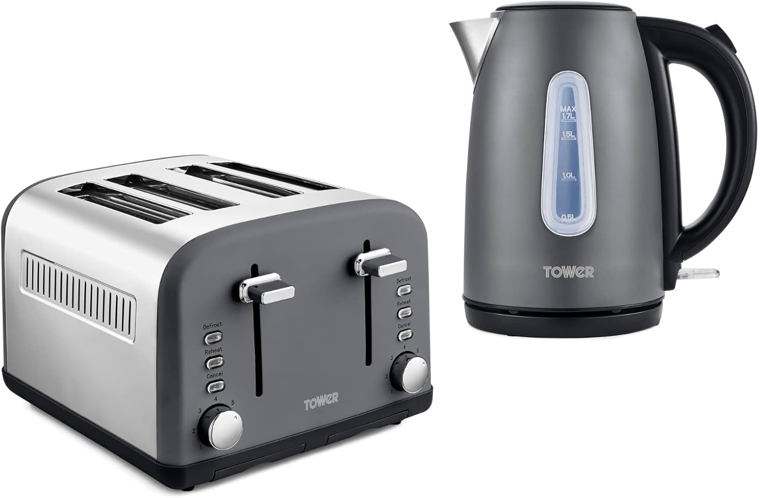 Tower Infinity Stone 3KW 1.7L Jug Kettle & 4 Slice 1800w Toaster in