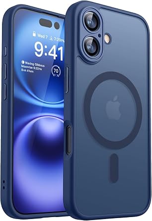 Magnetic Matte Translucent Armor Shockproof Case for iPhone 17 15 14 13 12 11 16 Pro Max Plus for Magsafe Wireless Charge Cover Dark Blue,iPhone 17