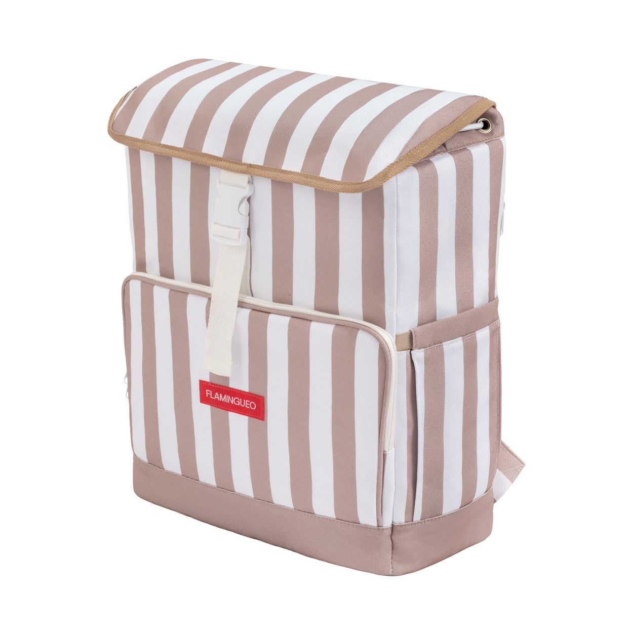Flamingueo Mochila Térmica - para Playa, Piscina, Camping - Capacidad 25L - Preserva Frío 4-6 Horas - Múltiples Bolsillos Asas Acolchadas - Poliéster - Beige