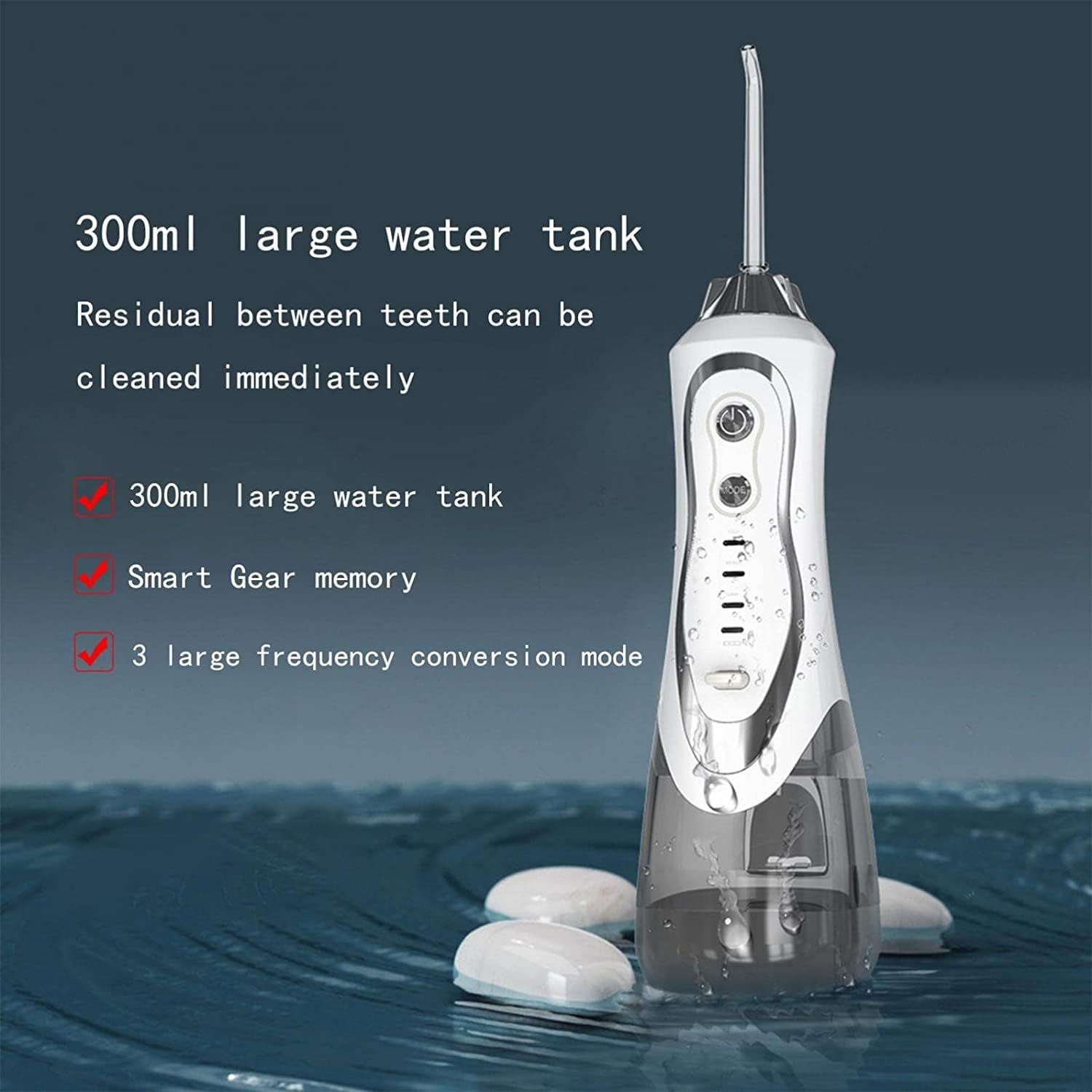 Water Dental Flosser for Teeth - Dental Oral Irrigator, Portable and Rechargeable IPX7 Waterproof Powerful Battery Life Water Teeth Cleaner Picks for Home Travel
