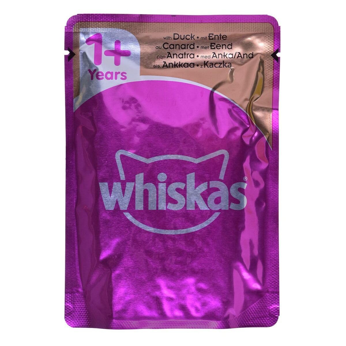 Whiskas Adult 1 + cibo umido per gatti, pollame in gelatina, 80 sacchetti per porzioni, 80 x 85 g, cibo umido per gatti adulti