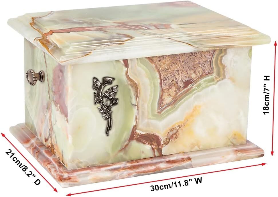 Onyx Adult Cremation Urn for Ashes Funeral urn Unique Stone Memorial Casket for CremainsST3 (Plain/Memorial Plaque)