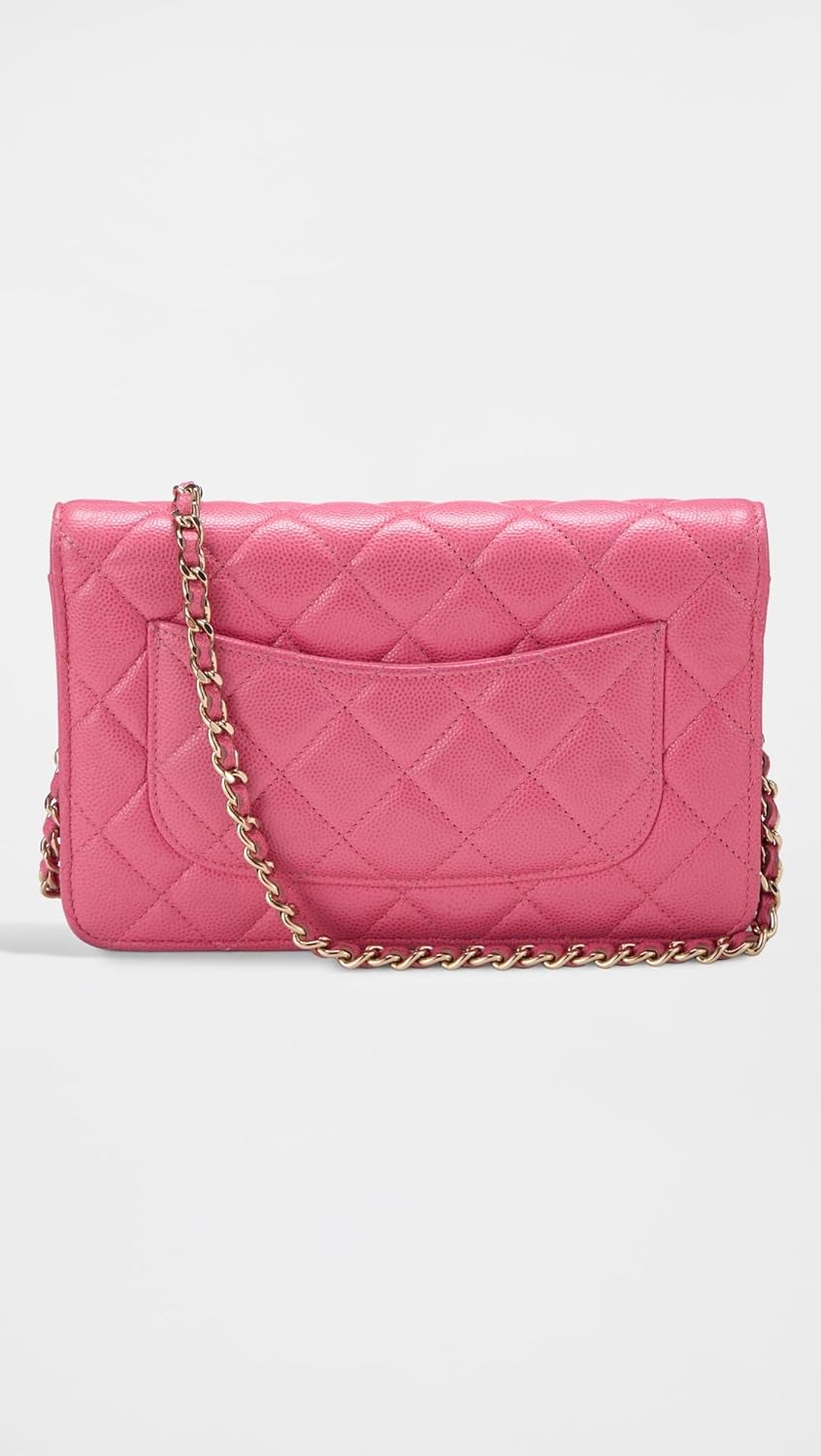 Chanel Women's Pre-Loved Pink Lambskin Classic Quilted Wallet On Chain, Red, One size - Image 3