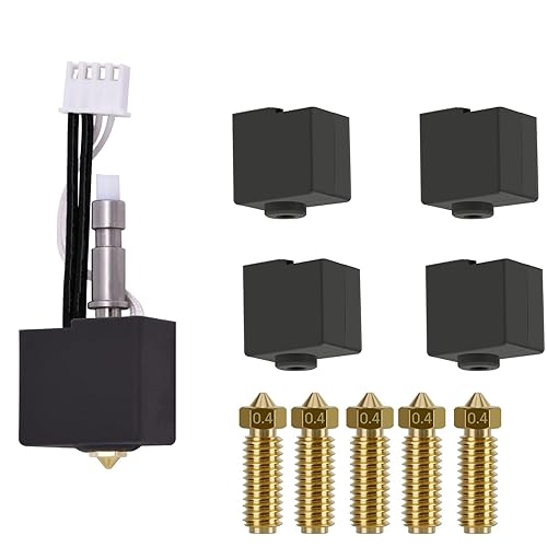 Impresora 3D Hotend para Kobra Serie 2, piezas de impresora 3D, kit de extremo caliente con 4 calcetines de silicona y 5 boquillas de 0.016 in para