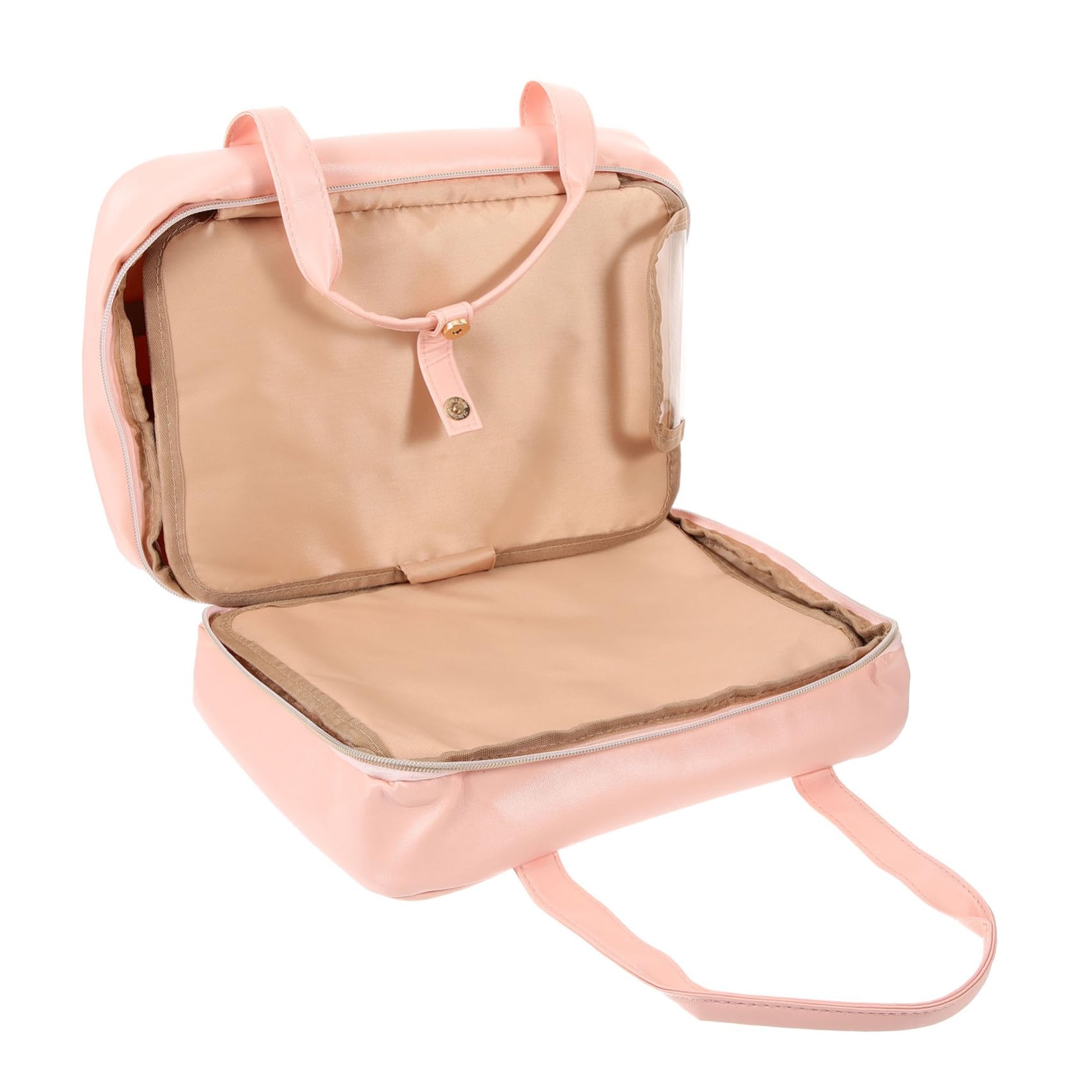 Borsa da Toilette con Gancio Portatile in PU Pelle Organizer Multiuso per Viaggio Donna Ampia Capienza con Manico per Cosmetici e Articoli da Bagno