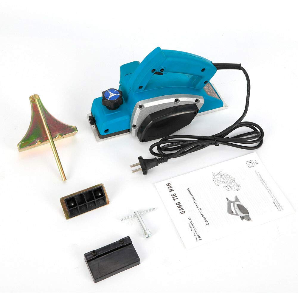 Cepilladora eléctrica de profundidad ajustable, 800 W, 11000 rpm, profundidad de cepillado, 1 mm para procesamiento de madera