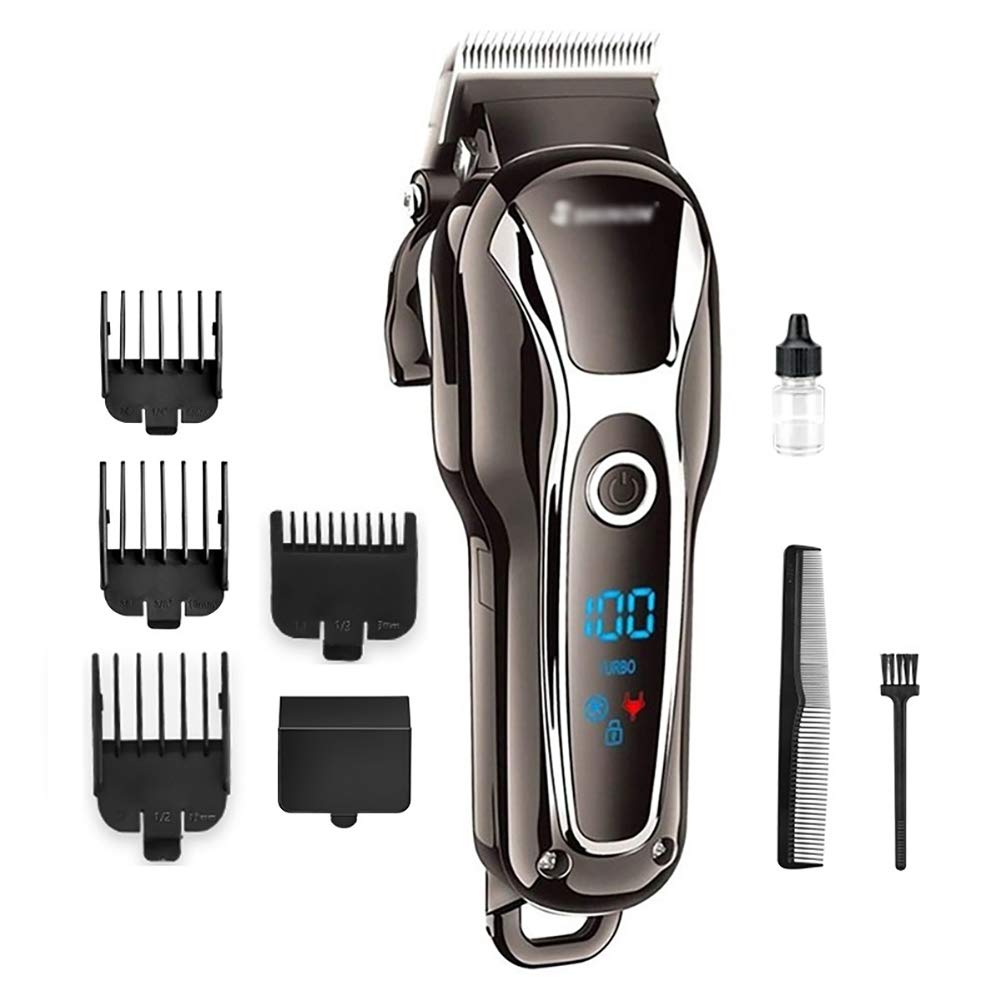 QWEASDF Tagliatore Professionale Elettrico Capelli, La Barba Corpo Trimmer, Titanio Lama in Ceramica, A Cristalli Liquidi, con Quattro di Guida Pettini Pettine, Pettine Adatto per Uso Domestico