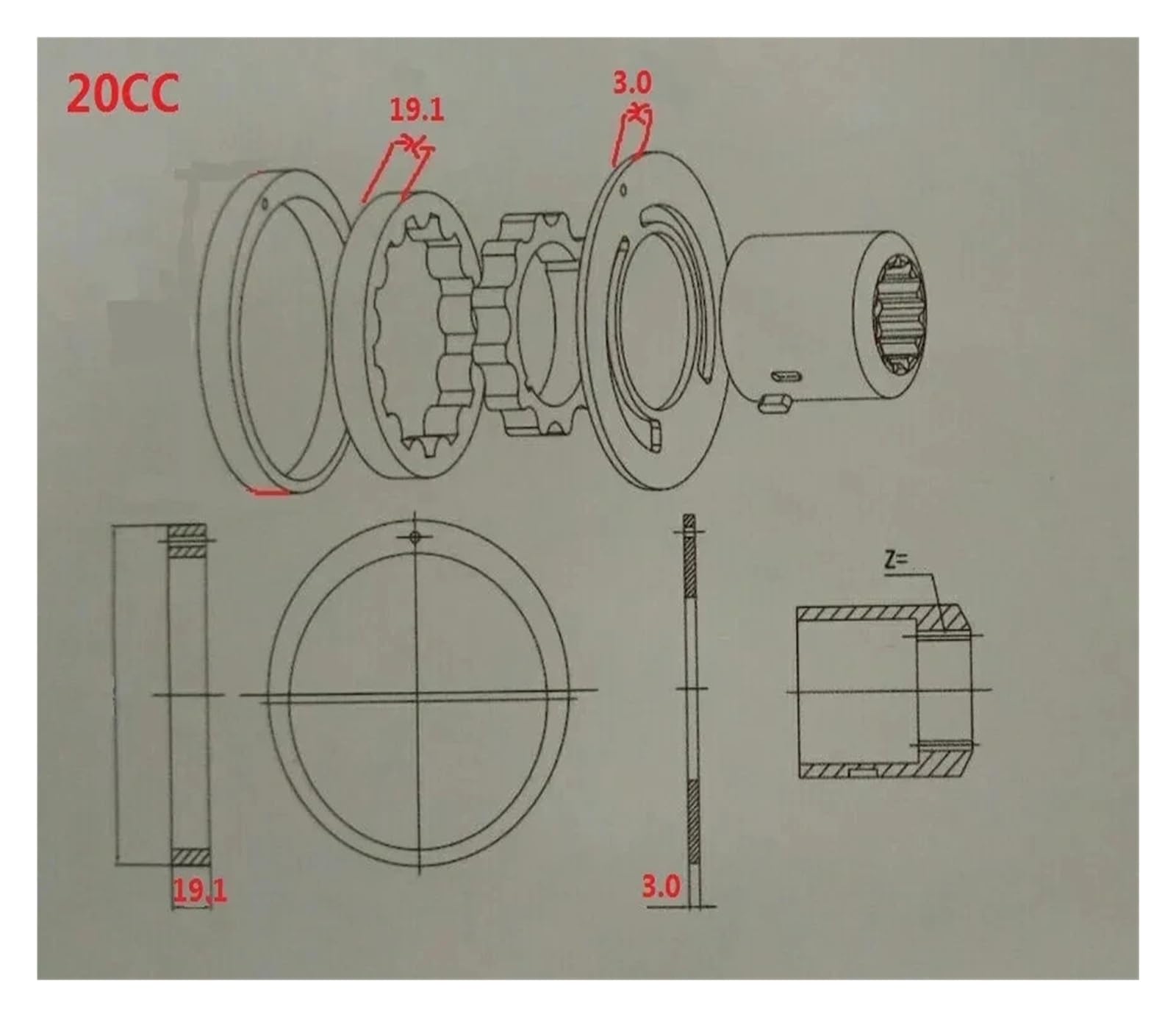 Jjkkozvqf One Color 90R Charge Pump 90R75 Hydraulic Oil Filling Pump Spare Parts Pv90r075 Slippage Pump Repair Kits 17Cc 20Cc(20Cc)