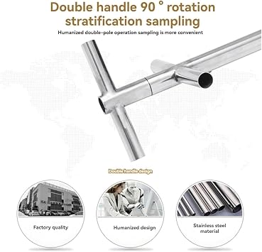 Stainless Steel Grains Powder Sampler Sampling Probe Granule Solid for Rice, Corn, Wheat, Soybeans (32mm*2m(3slots))