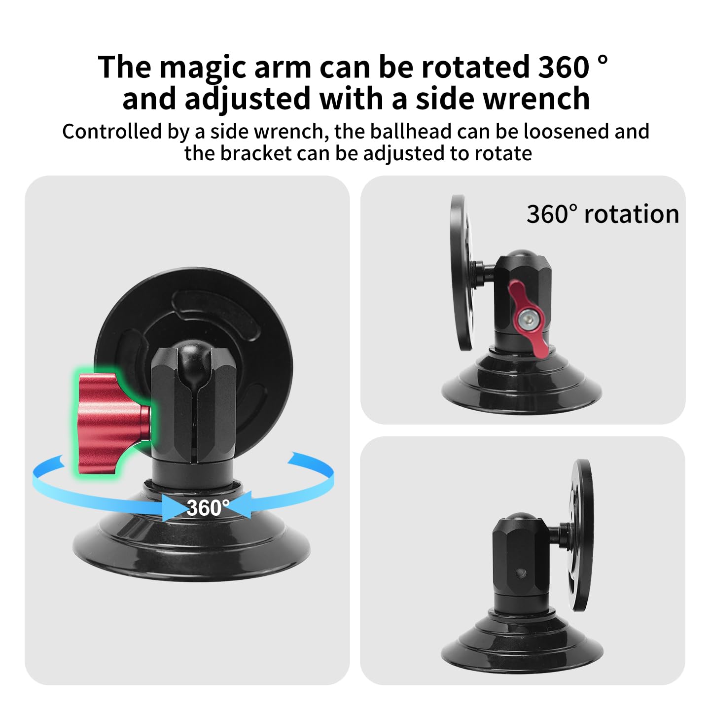 Soporte de cámara con ventosa al vacío, potente base de montaje para coche compatible con cámaras Hero 13, Action 5 Pro, X4 (tipo C)