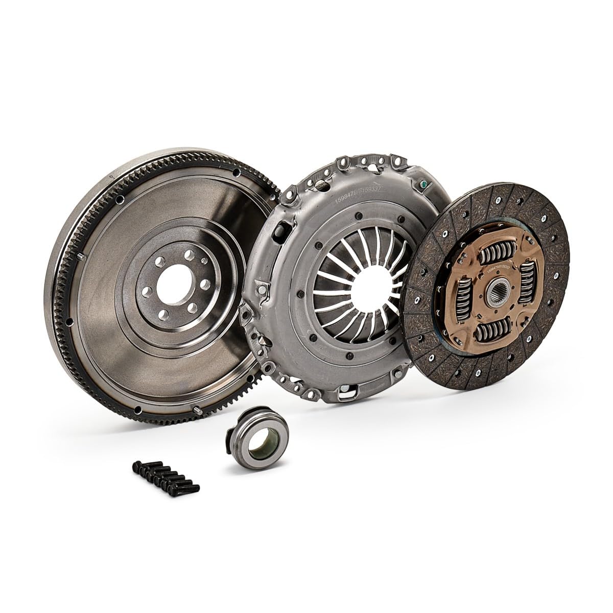 RIDEX 479C0081 Kit de embrague con placa de apriete de embrague con cojinete de desembrague con volante motor con plato de embrague con juego de tornillos Compatible con VW Golf 6 5K1