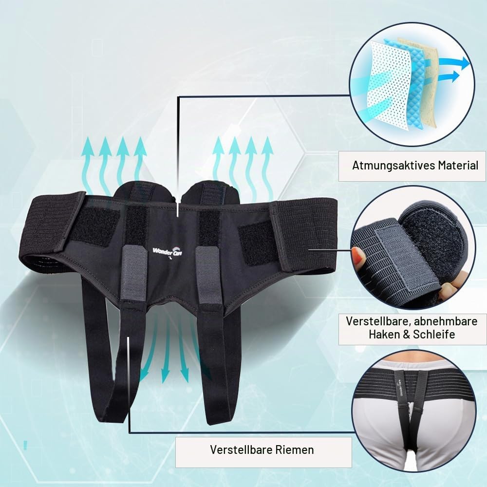 Wonder Care - Schwarz leistenbruchgürtel für männer bruchband leistenbruch slip bandage Hernie Truss Brace Klammer Small
