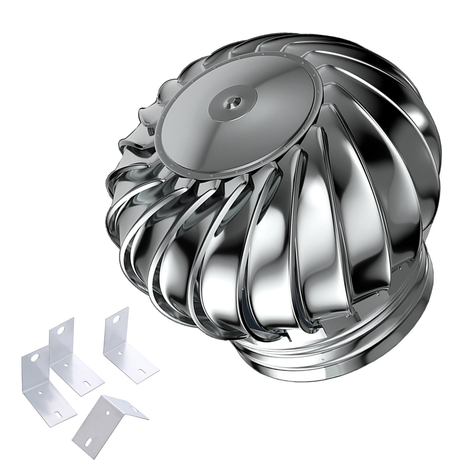 Chimney Cowl, Roof Wind turbines Cover Vents Rotate, and Stainless Steel Exhaust roof Flue(350mm)