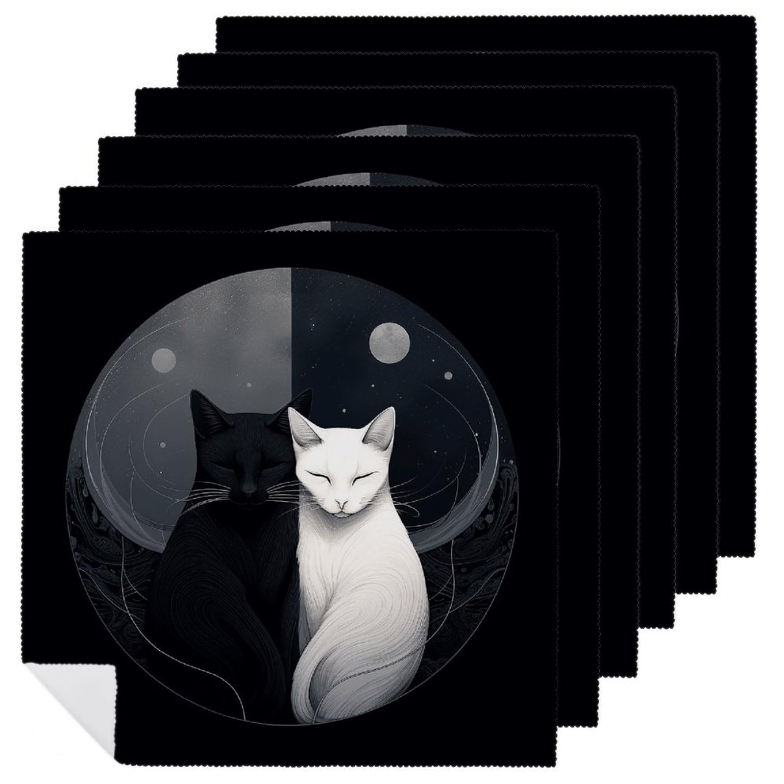 Serviettes de table chat en tissu lavables pour repas de fête